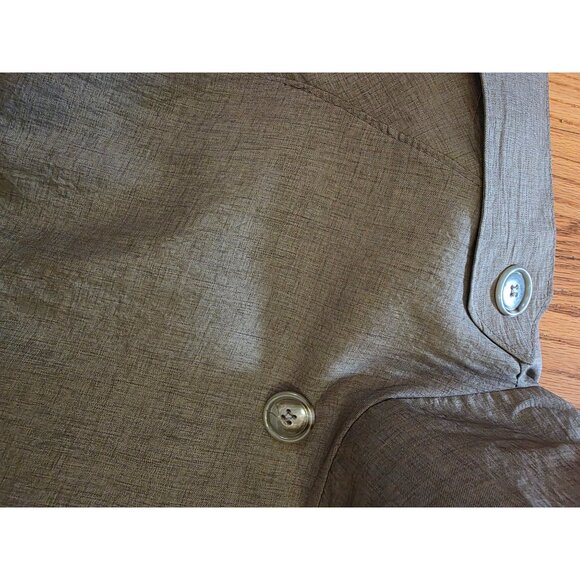 Larry Levine Womens Trench Coat Size 12 Brown Linen Blend Belted Button-Up - Picture 9 of 11